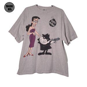Boris & Natasha USED Shirt (STAINING, XL, Gray, Y2K, Rocky & Bullwinkle)